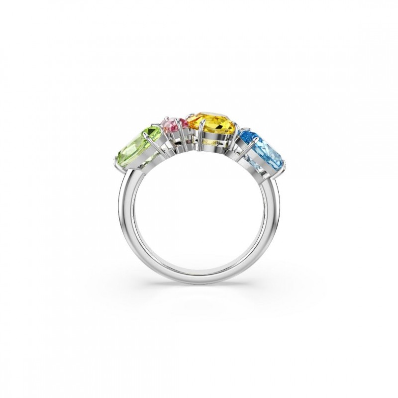 Bague Femme Swarovski Cocktail Gema métal argenté et cristaux multicolores