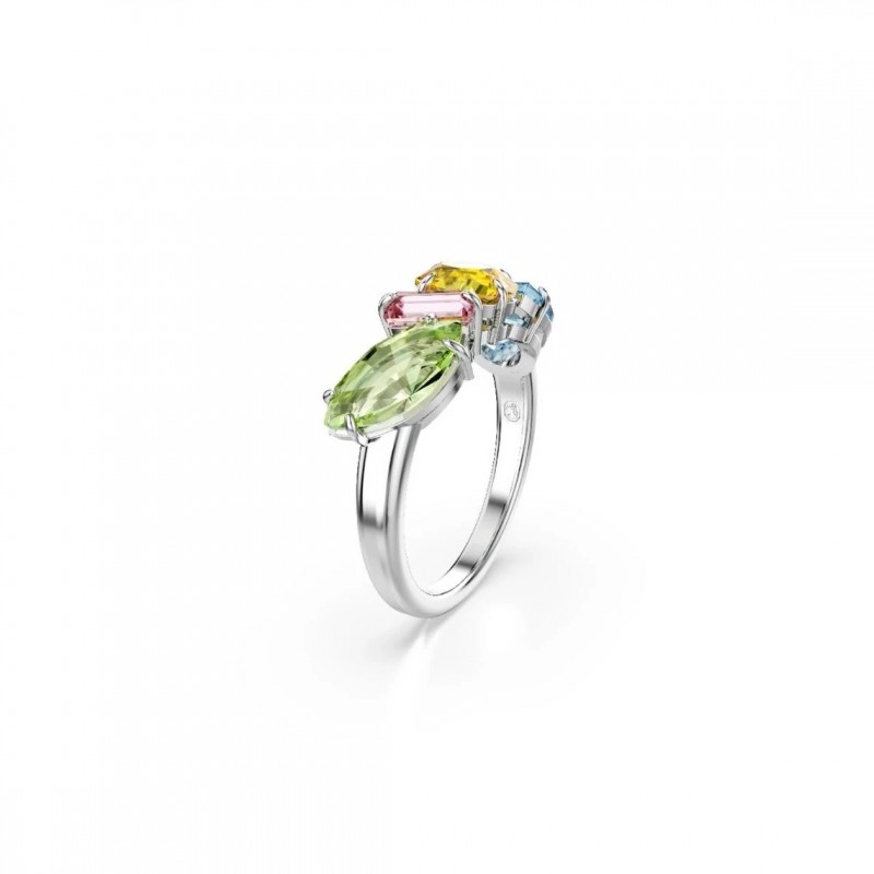 Bague Femme Swarovski Cocktail Gema métal argenté et cristaux multicolores