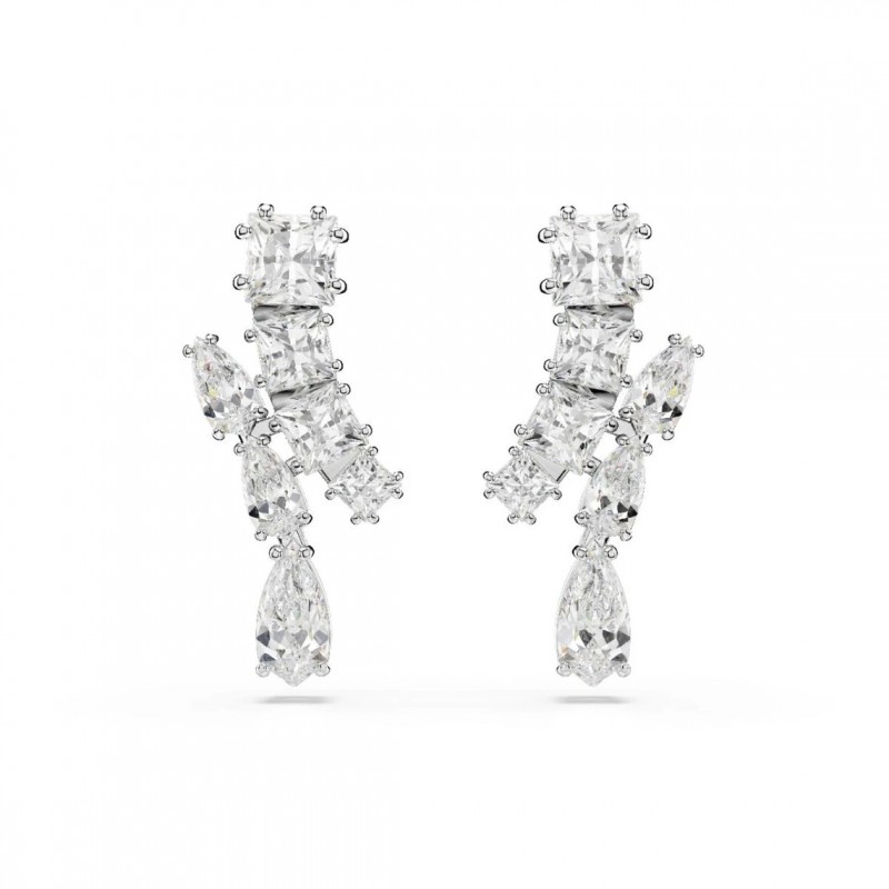 Boucles d'oreilles Femme Swarovski Martix clous métal argenté et cristaux