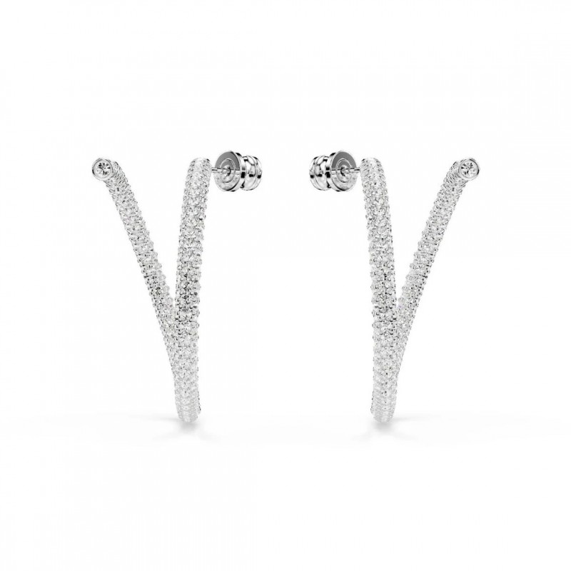 Boucles d'oreilles Femme Swarovski Dextera clous en métal argenté et cristaux
