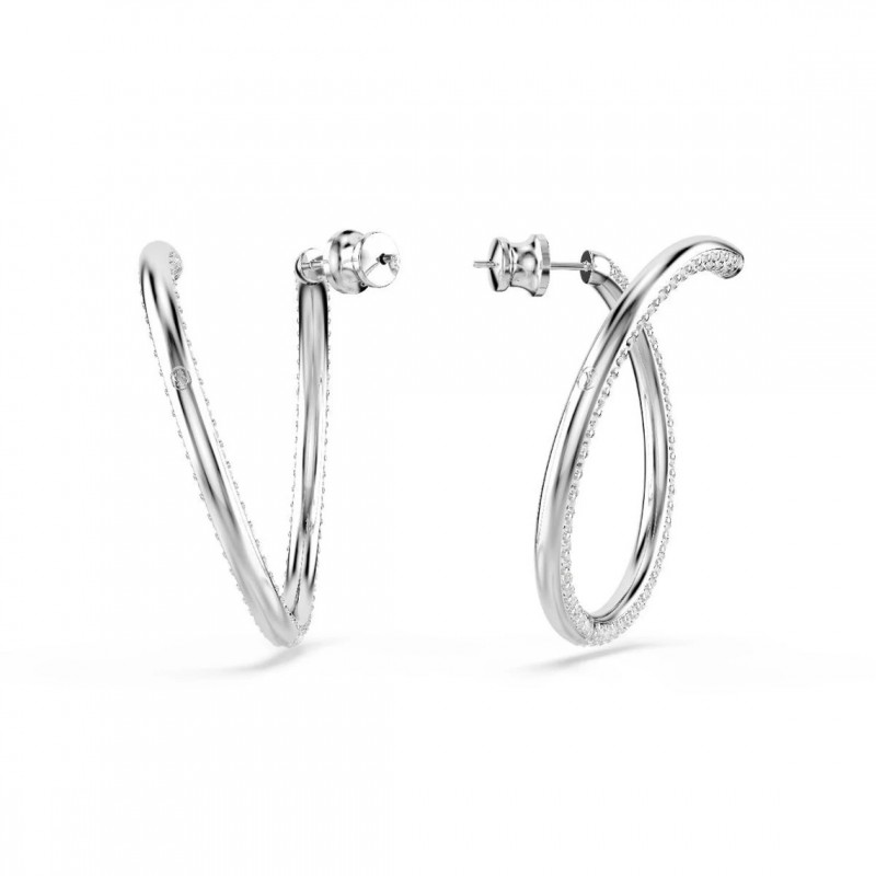 Boucles d'oreilles Femme Swarovski Dextera clous en métal argenté et cristaux