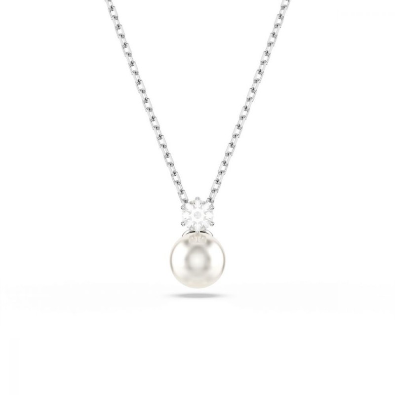 Collier femme Swarovski Matrix en métal argenté avec perle de cristal et oxyde