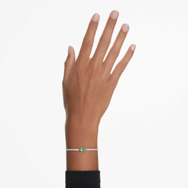 Bracelet Femme Swarovski Matrix en métal argenté avec cristaux et oxyde vert