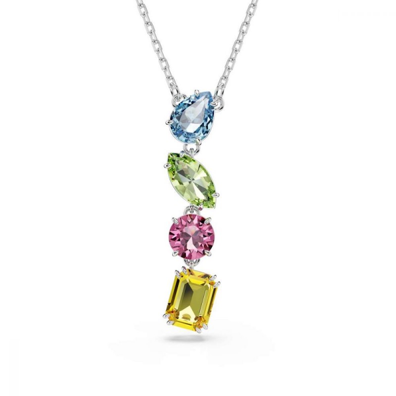 Collier femme Swarovski Gema en métal argenté avec cristaux multicolores