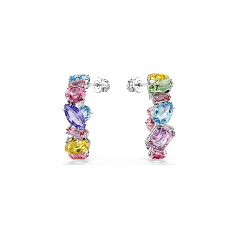 Boucles d'oreilles Femme Swarovski Gema en métal argenté et cristaux multicolores