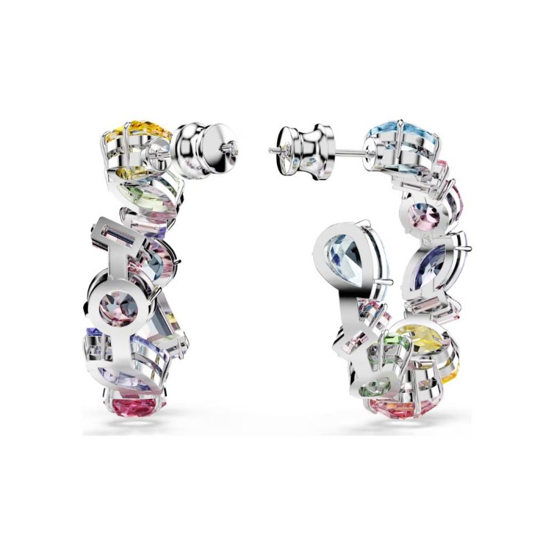 Boucles d'oreilles Femme Swarovski Gema en métal argenté et cristaux multicolores