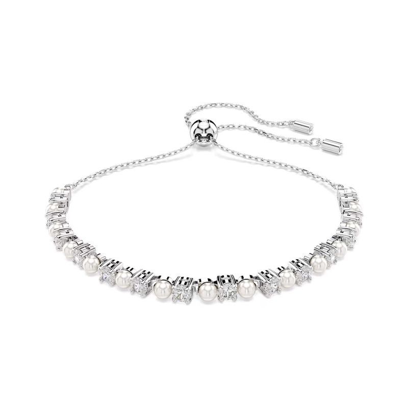 Bracelet Femme Swarovski Matrix en métal argenté avec perles de cristal et oxydes
