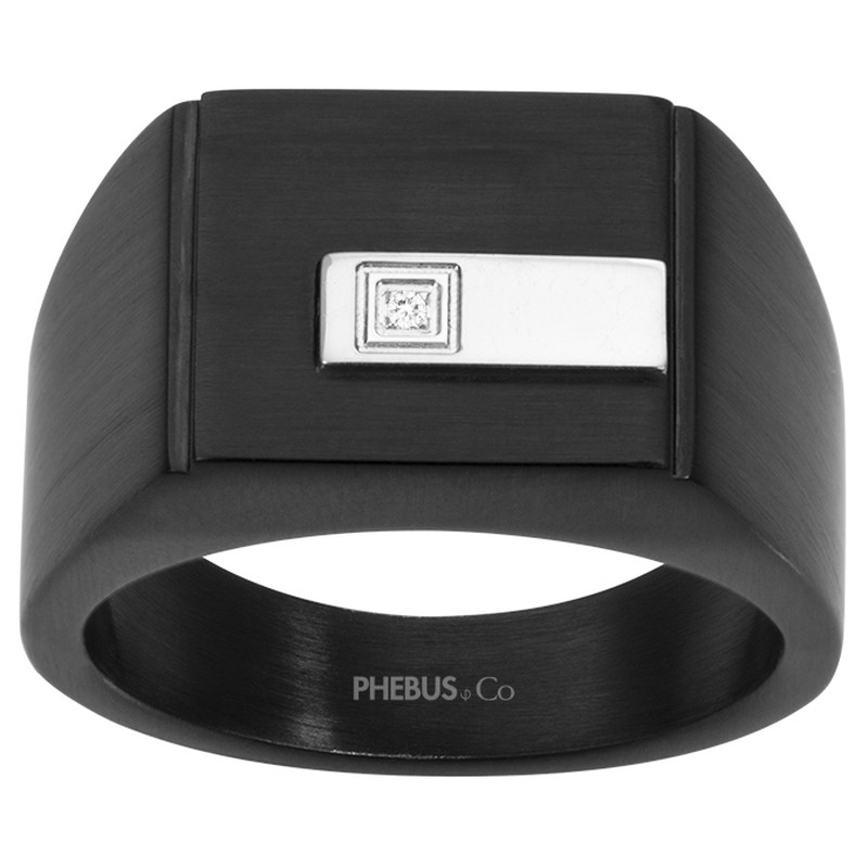Bague Christiano Homme Phebus Noir en Acier