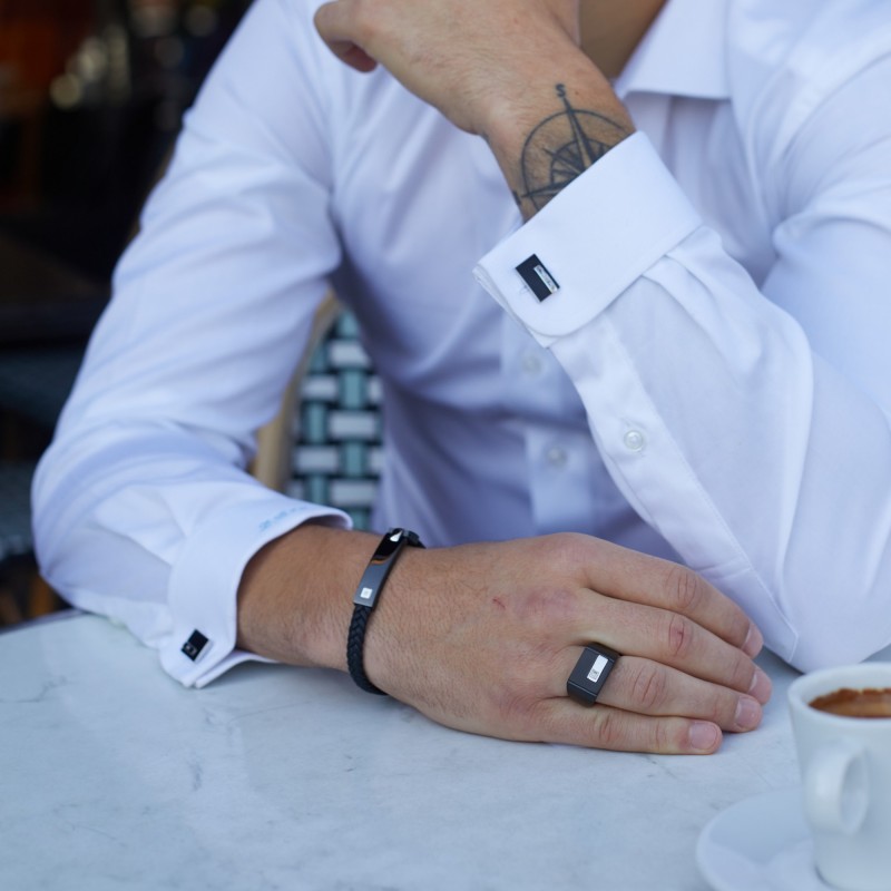 Bague Christiano Homme Phebus Noir en Acier