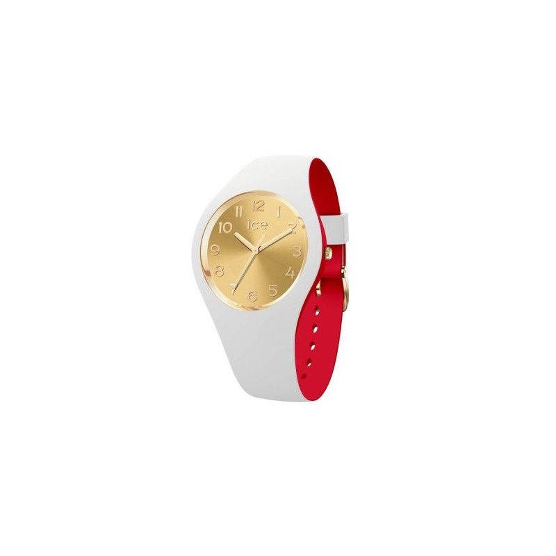 Montre Femme Ice Watch - Glam Secret Bracelet en silicone blanc et rouge