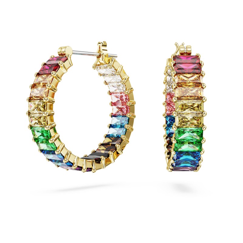Boucles d'oreilles Femme Swarovski Matrix en métal placage ton or et oxydes multicolores