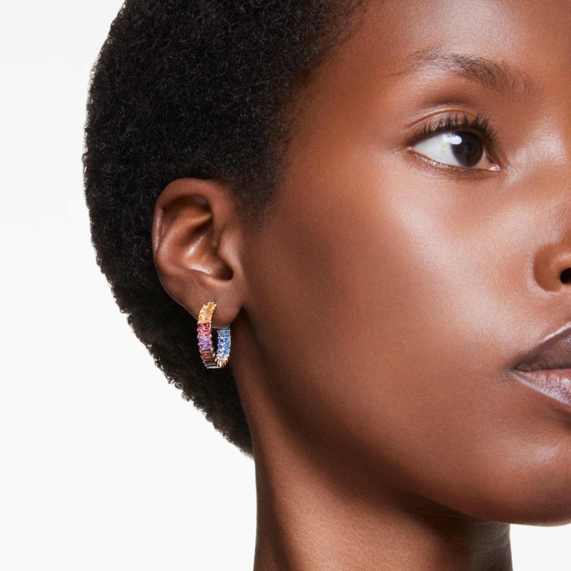 Boucles d'oreilles Femme Swarovski Matrix en métal placage ton or et oxydes multicolores