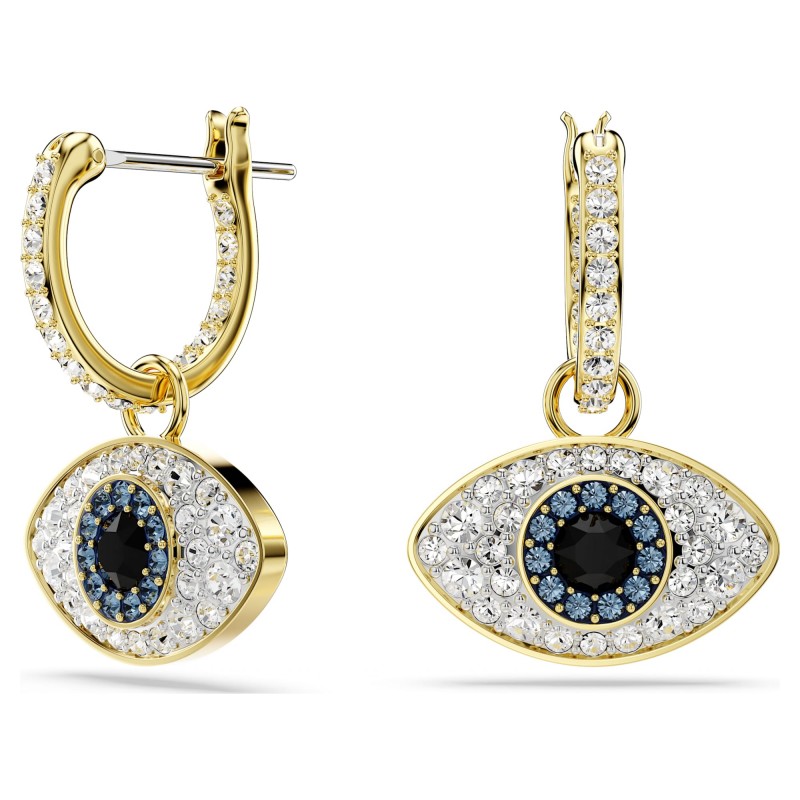 Boucles d'oreilles Femme Swarovski en métal placage de ton or et cristaux motif œil