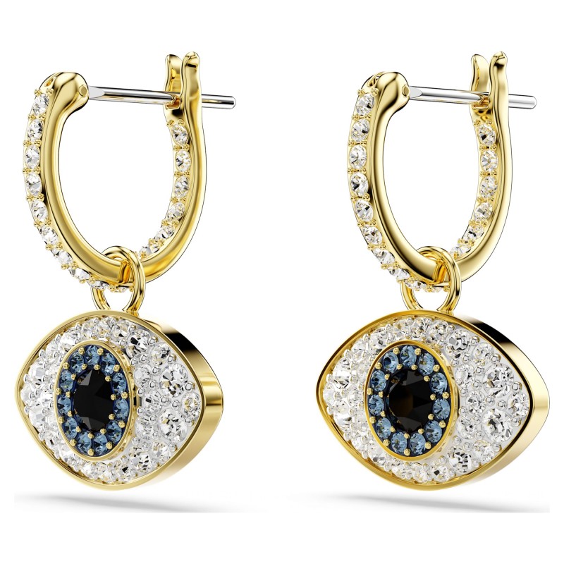 Boucles d'oreilles Femme Swarovski en métal placage de ton or et cristaux motif œil