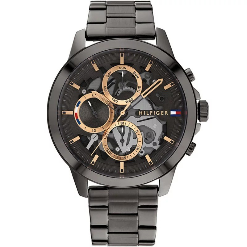 Montre Homme Tommy Hilfiger en acier gris avec chrono et dateur