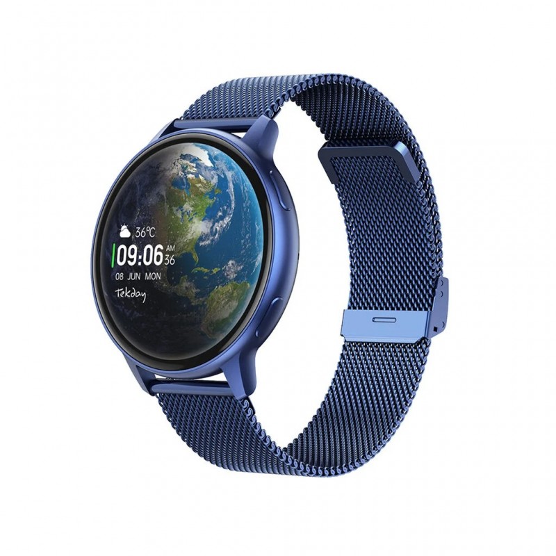 Montre bleue unisexe Tekday acier maille millanaise