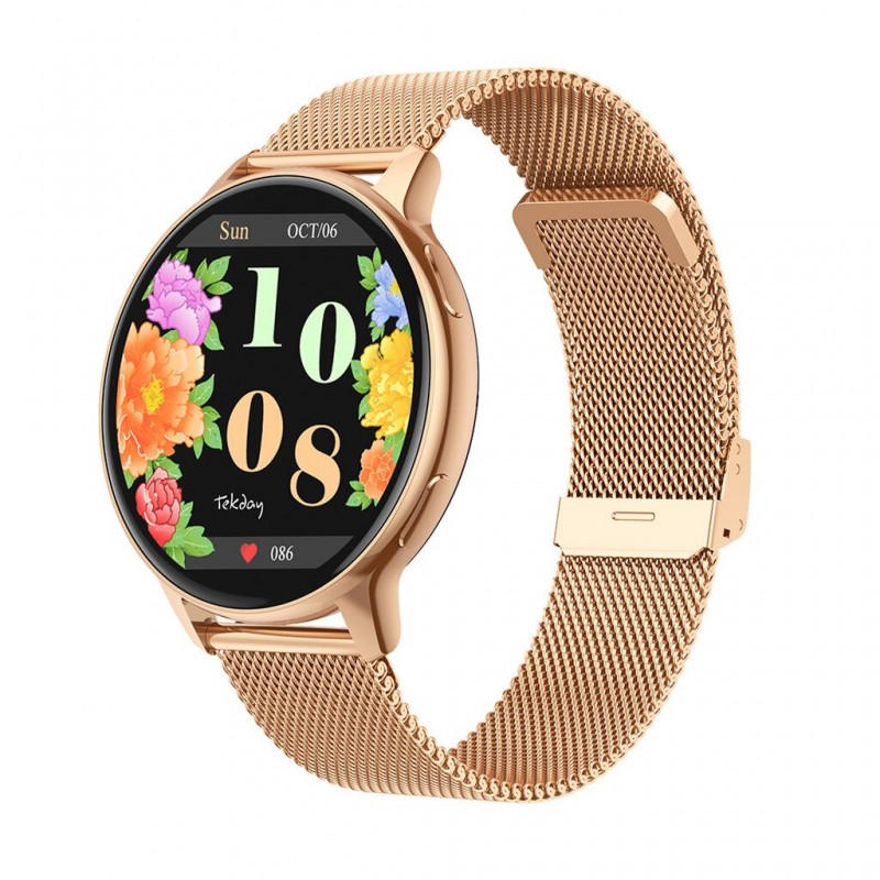 Montre unisexe Tekday acier maille millanaise doré rose