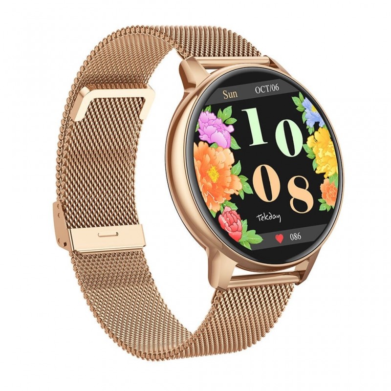 Montre unisexe Tekday acier maille millanaise doré rose