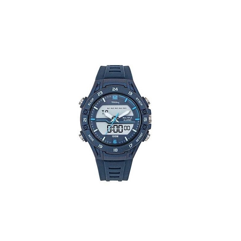 Montre Homme Tekday Double Affichage silicone bleu