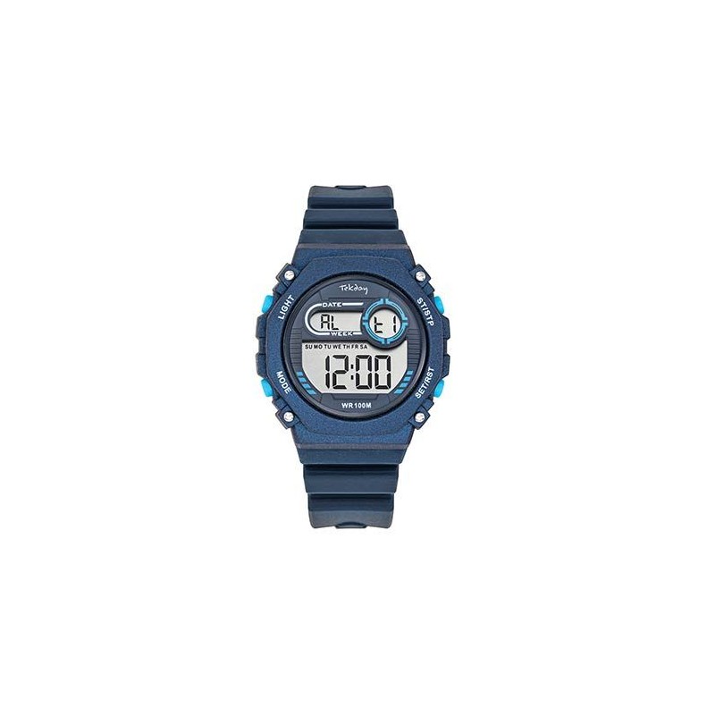 Montre mixte Tekday silicone bleu foncé
