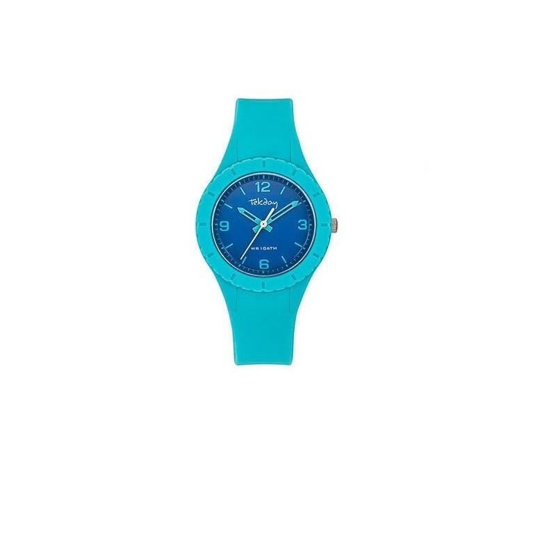 Montre femme Tekday silicone bleu turquoise