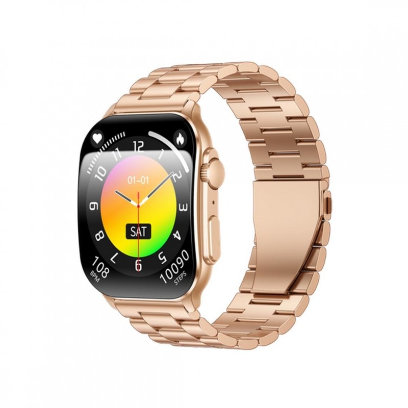 Montre Connectée Mixte Smarty Ultra Amoled bracelet en acier doré rose