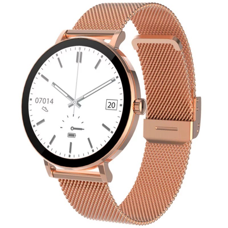 Montre connectée Unisexe Smarty 2.0 Super Slim Amoled en Acier et PVD Doré Rose
