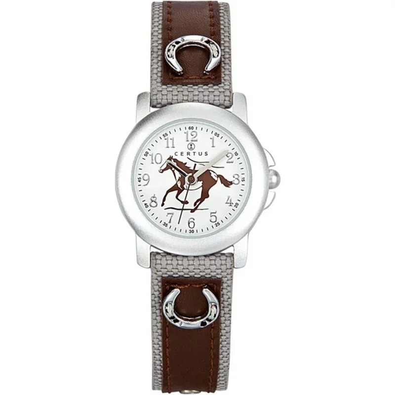 Montre Certus Junior Mixte cuir marron et gris fer à cheval