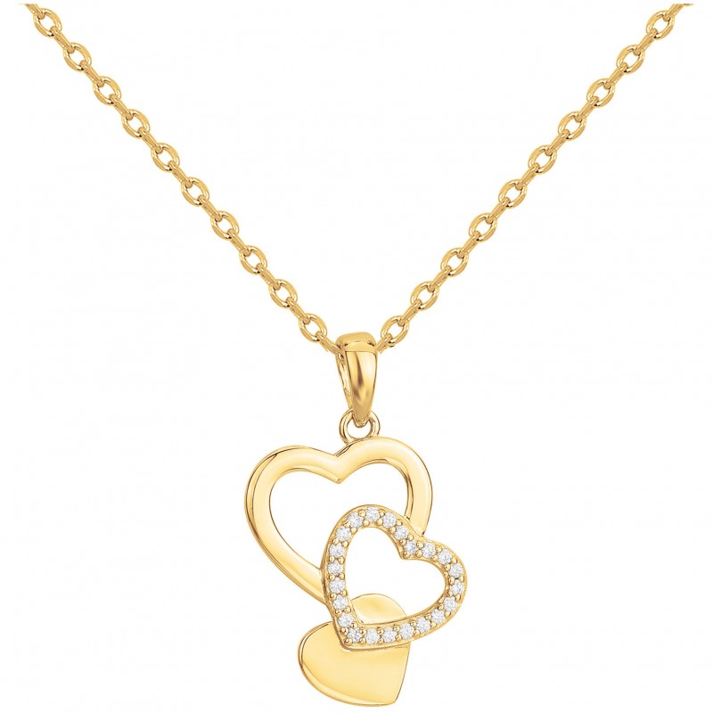Collier Carador Femme en Plaqué Or Trio de Coeurs