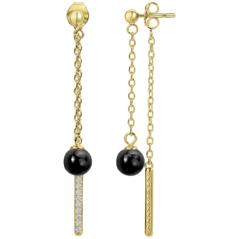 Boucles d'oreilles pendantes Carador femme plaqué or et céramique avec oxydes de zirconium