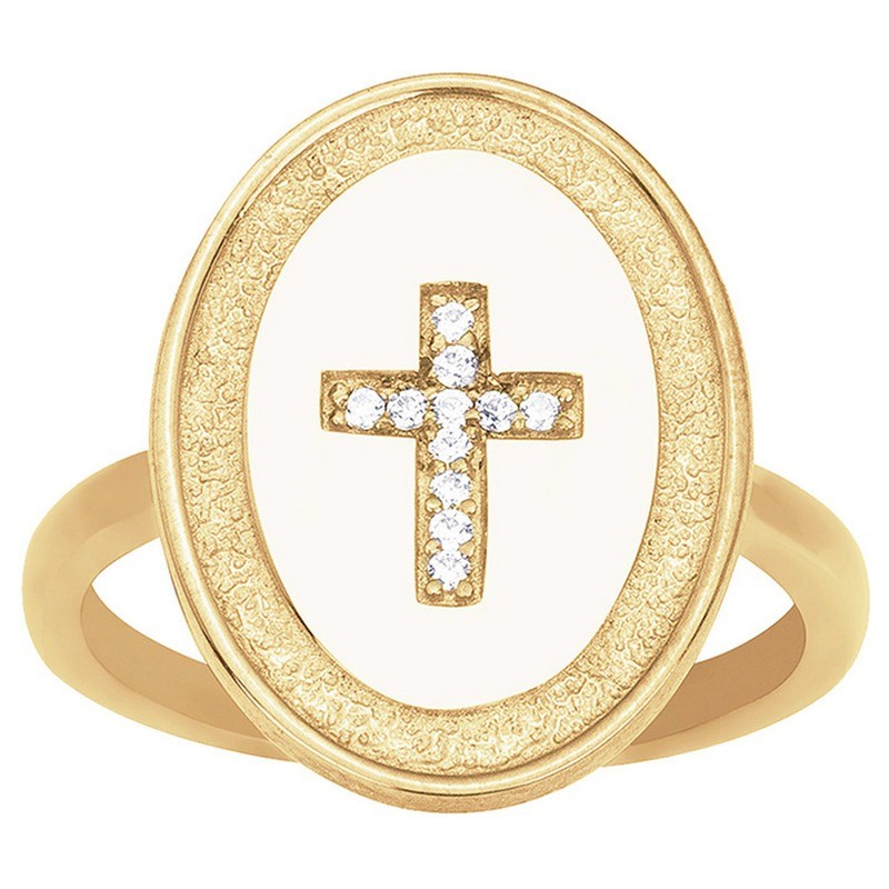 Bague blanche fantaisie femme carador en plaqué or avec oxydes de zirconium