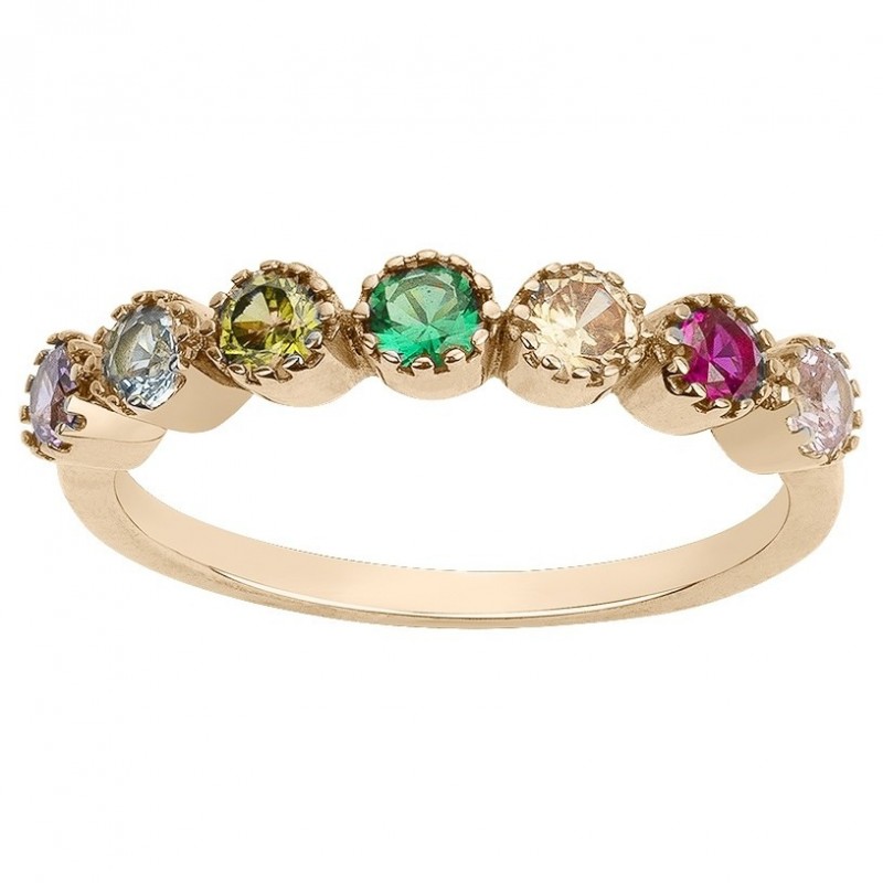 Bague femme  fantaisie Carador en plaqué or et spinelles multicolores