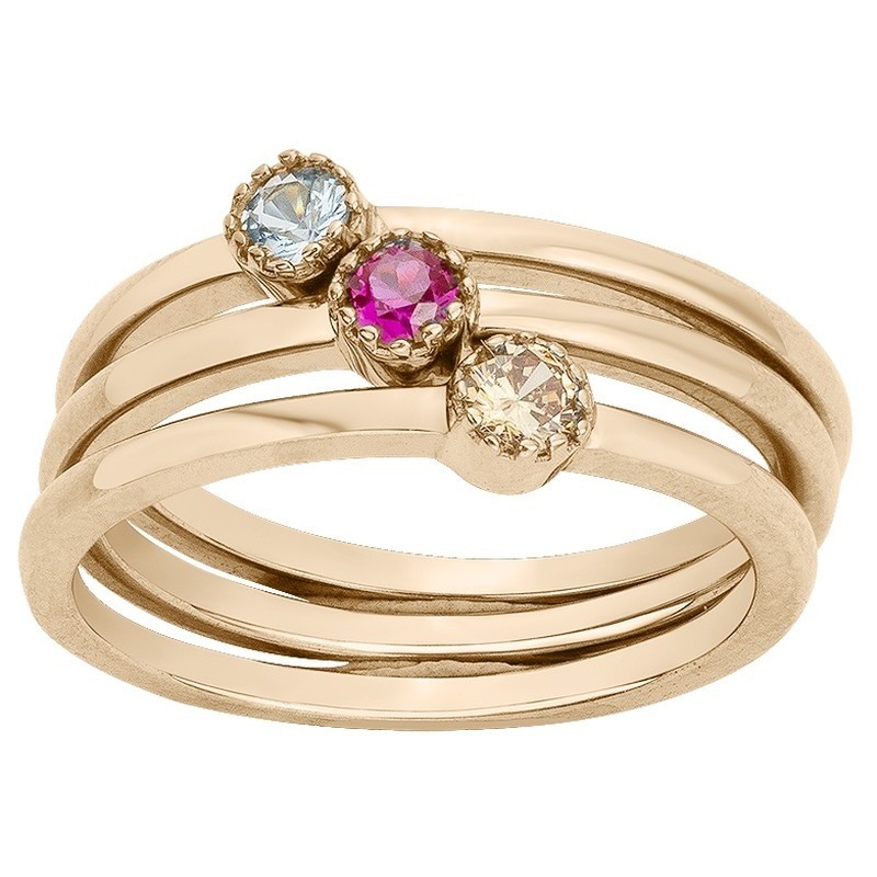 Bague femme fantaisie Carador en plaqué or et spinelles grise rose et dorée