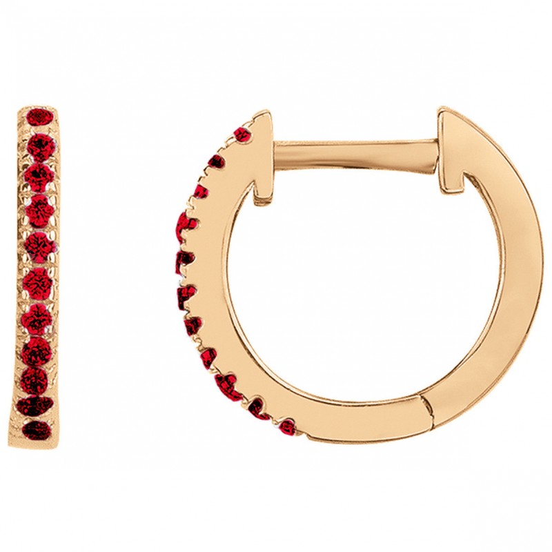 Boucles d'oreilles Fantaisie Femme Carador - Plaqué or - avec spinelles rouges