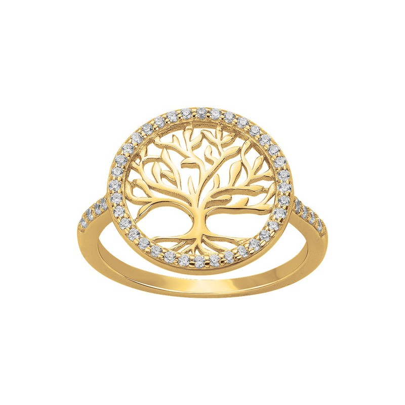 Bague Femme Carador - Plaqué or - Oxydes de zirconium - Arbre de Vie