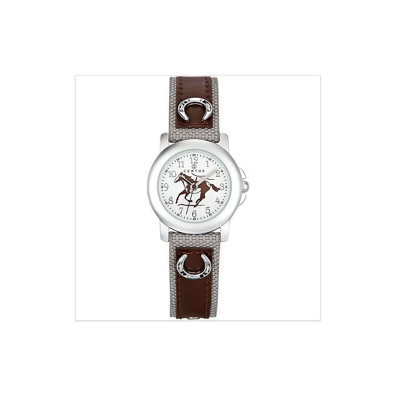 Montre Certus Fille Junior - Sur le thème de l'équitation - Cuir Marron