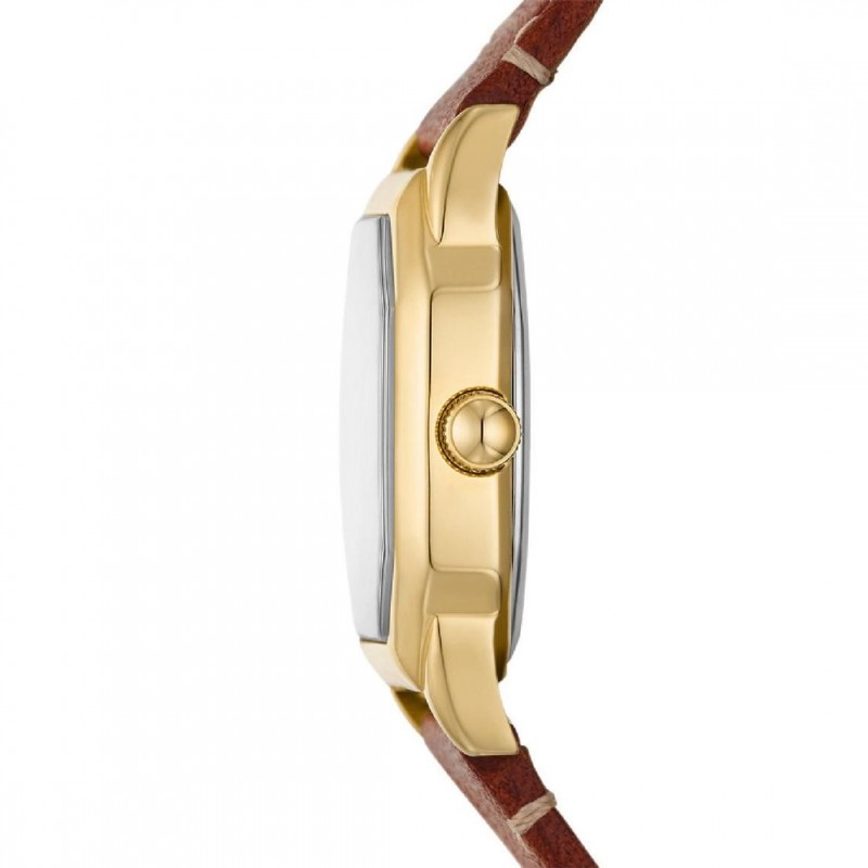 Montre femme fossil Harlow bracelet cuir marron cadran octogonal