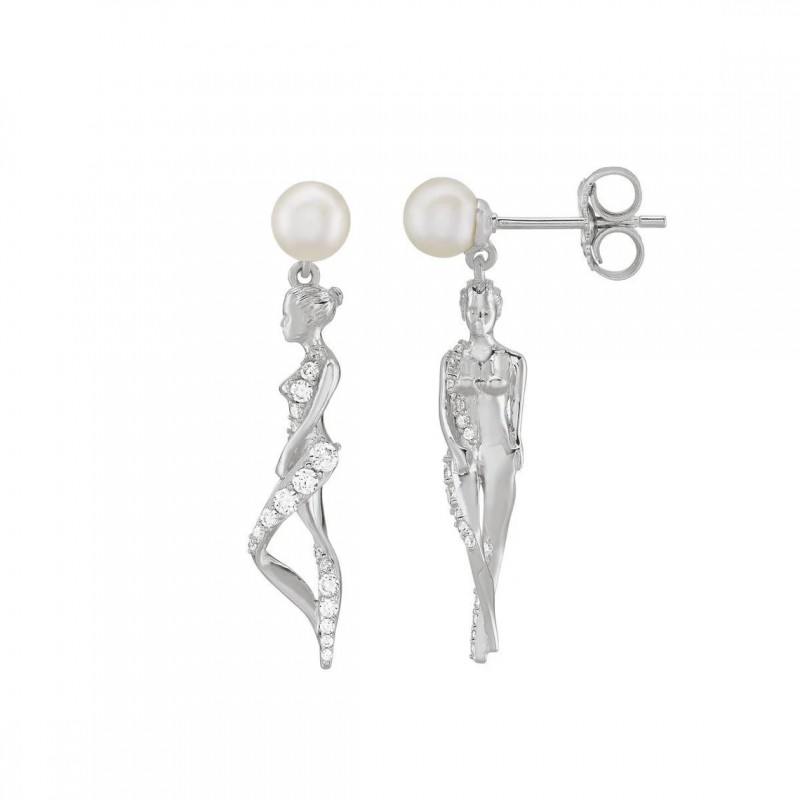 Boucles d'oreilles Jourdan - Bijoux Poema - Argent avec Perle Blanches