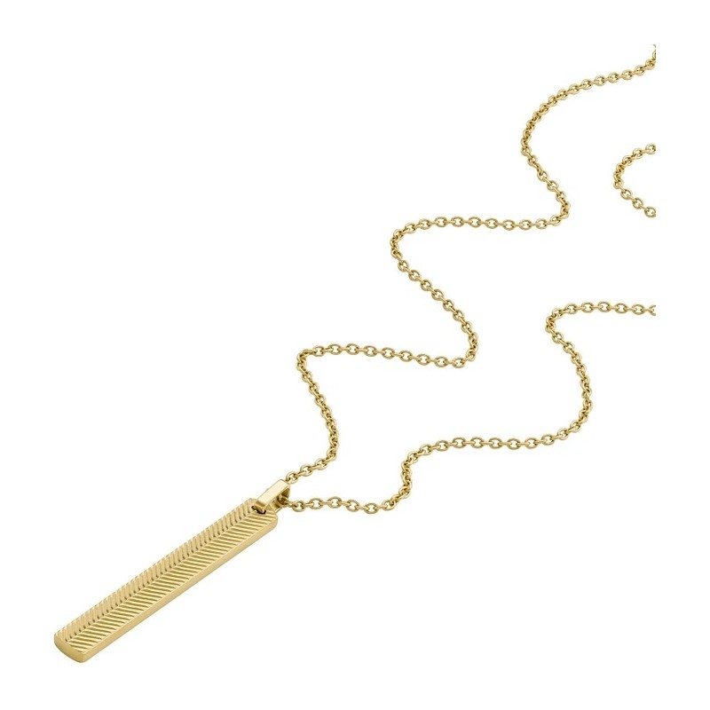 Collier Pendentif Homme Fossil Harlow en acier doré