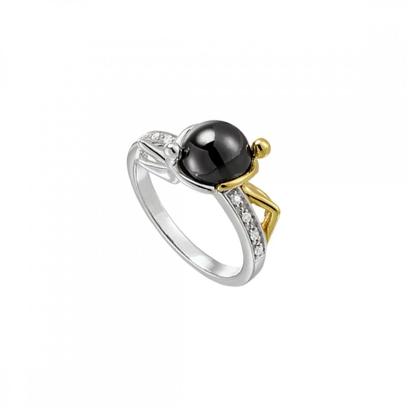 Bague Femme Jourdan - Alicia - En Argent - Doré et Oxyde de Zirconium - Hématite Noire