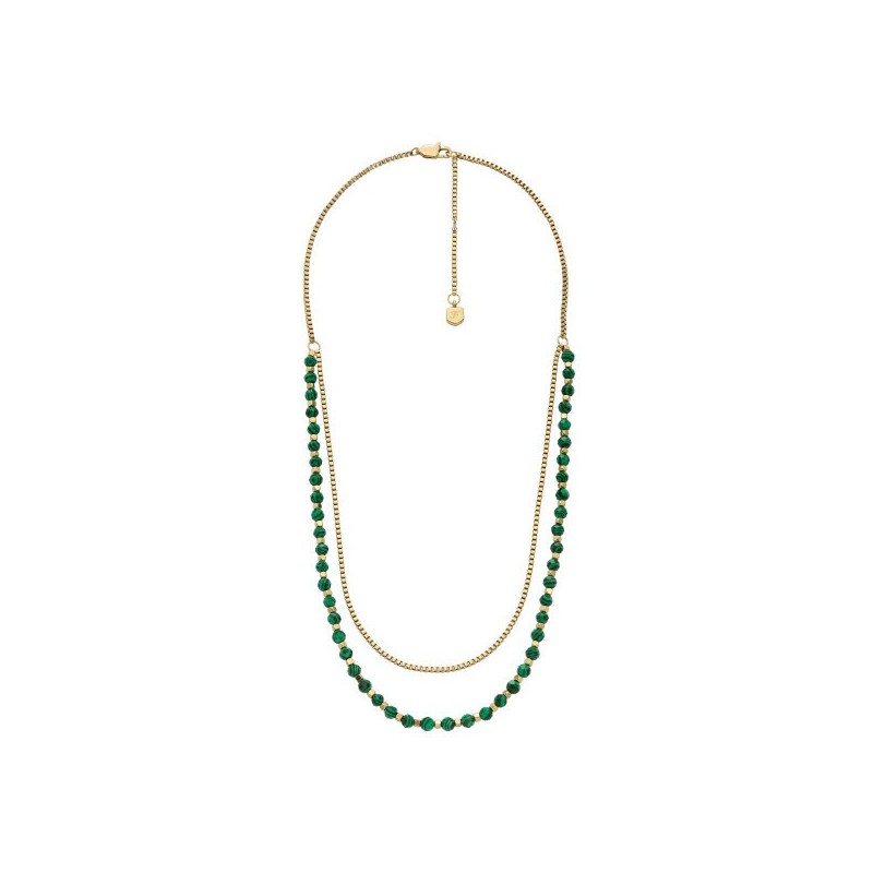 Collier Chaîne et perles Femme Fossil en malachite vert