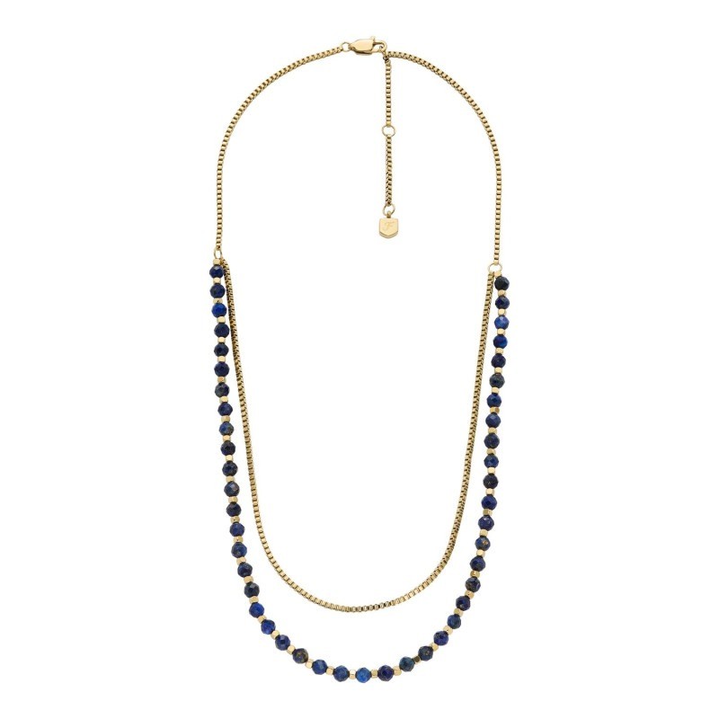 Collier Chaîne et perles Femme Fossil en lapis-lazuli