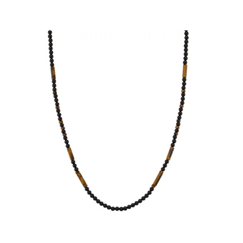 Collier Homme SOREN - Jourdan - En Acier - Avec Perles Oeil de Tigre
