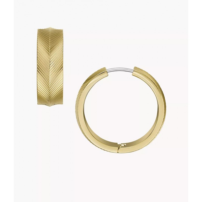 Créoles Femme Fossil en acier doré