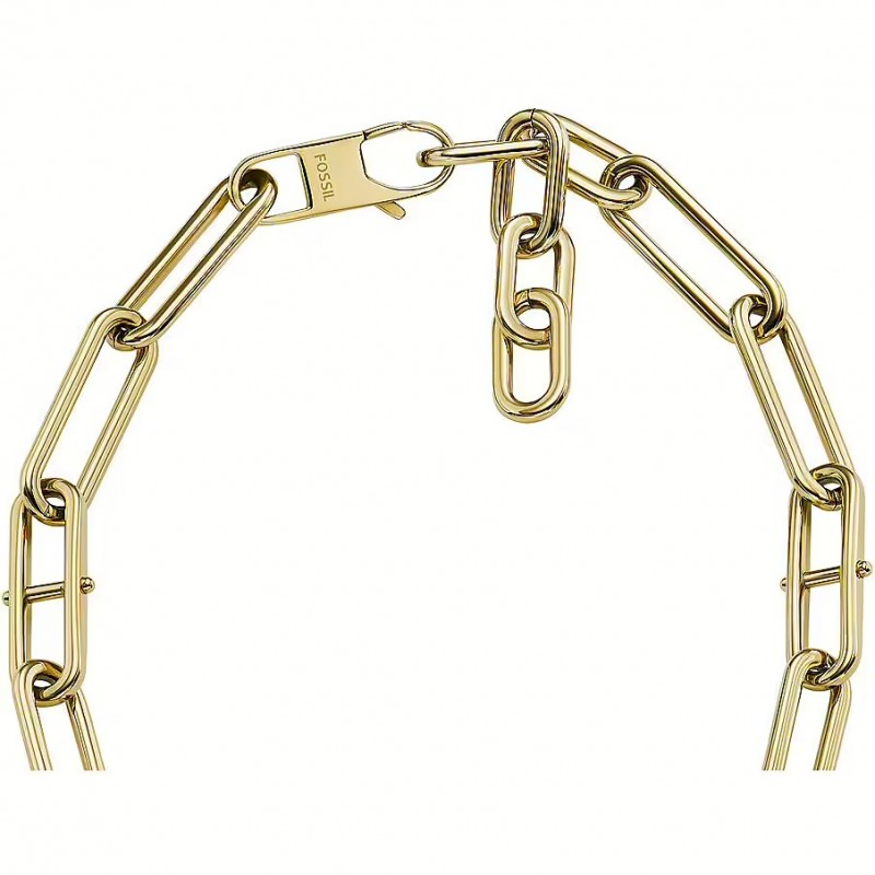 Collier Femme Fossil Heritage D-Link en acier doré