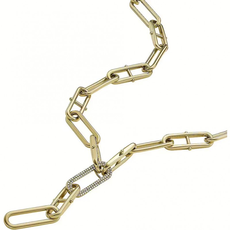 Collier Femme Fossil Heritage D-Link en acier doré