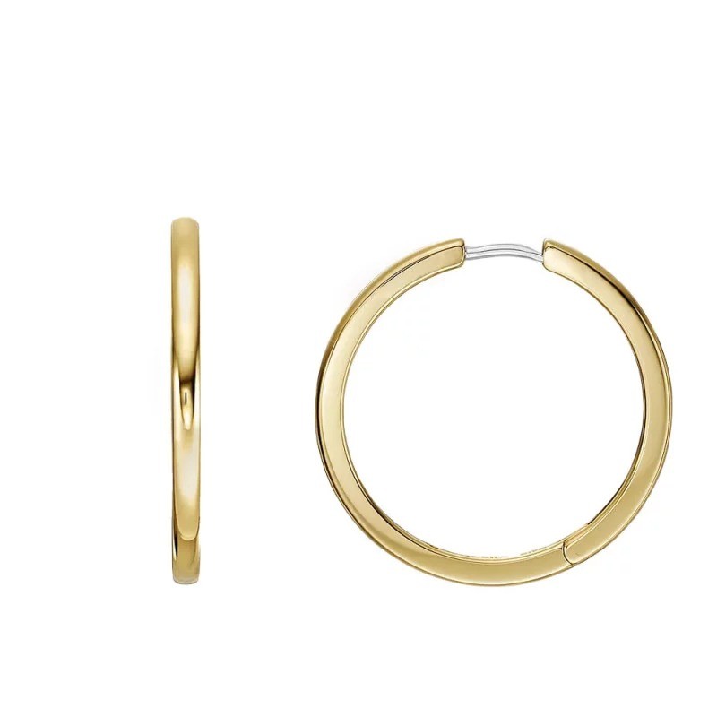 Créoles Femme Fossil en acier doré