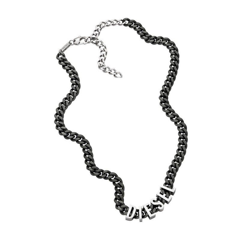 Collier Homme - Diesel - En Acier, Noir avec fermoir couleur acier