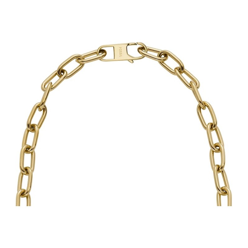 Collier Chaîne coeur Femme Fossil en acier doré