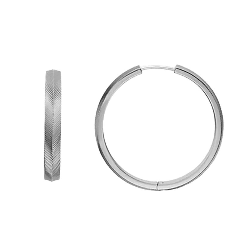 Créoles Femme Fossil Linear Texture en acier